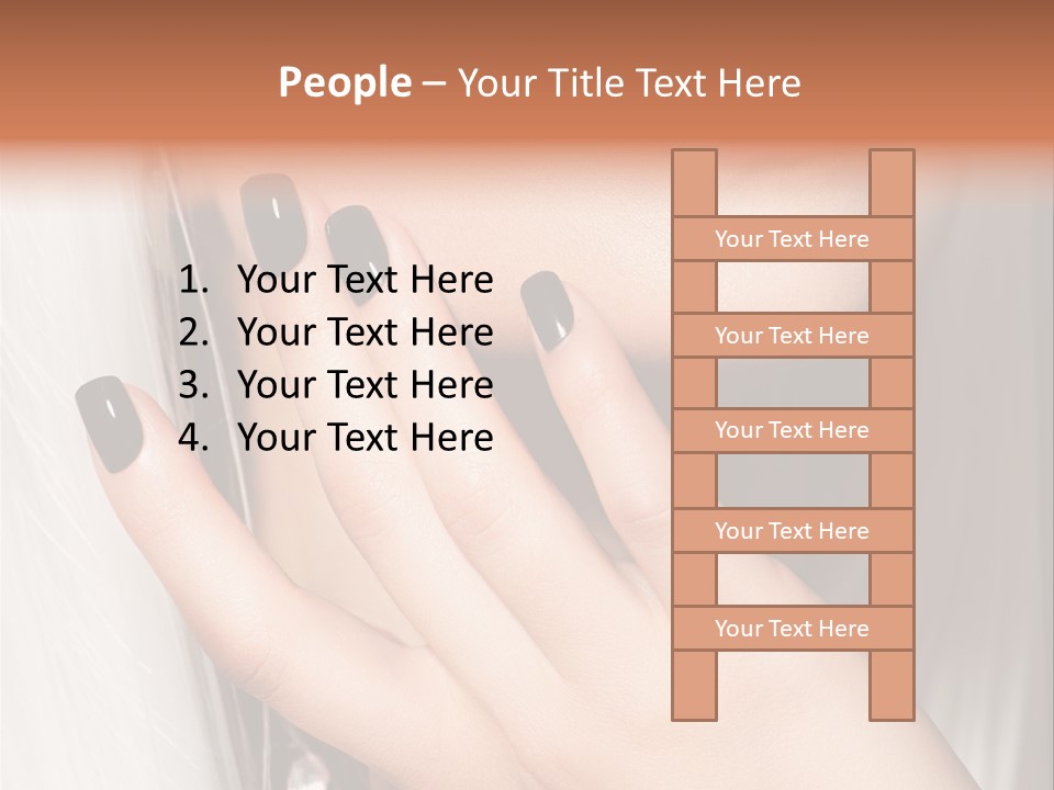 A Woman With Black Nail Polish Holding Her Hand Up To Her Face PowerPoint Template