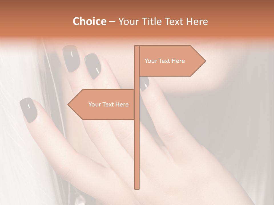 A Woman With Black Nail Polish Holding Her Hand Up To Her Face PowerPoint Template