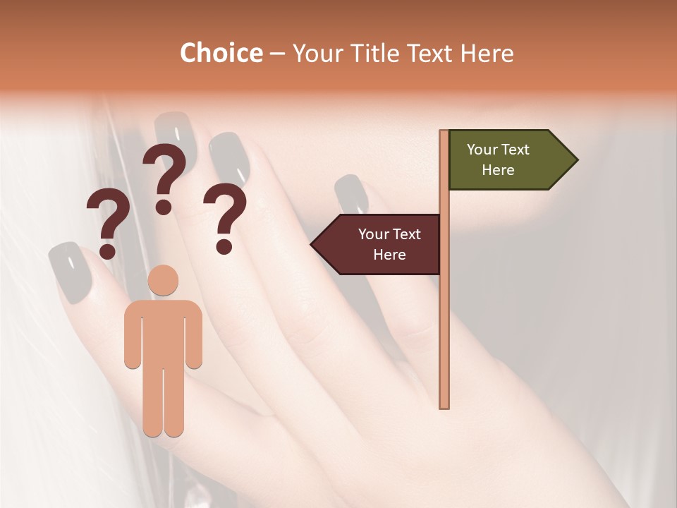 A Woman With Black Nail Polish Holding Her Hand Up To Her Face PowerPoint Template