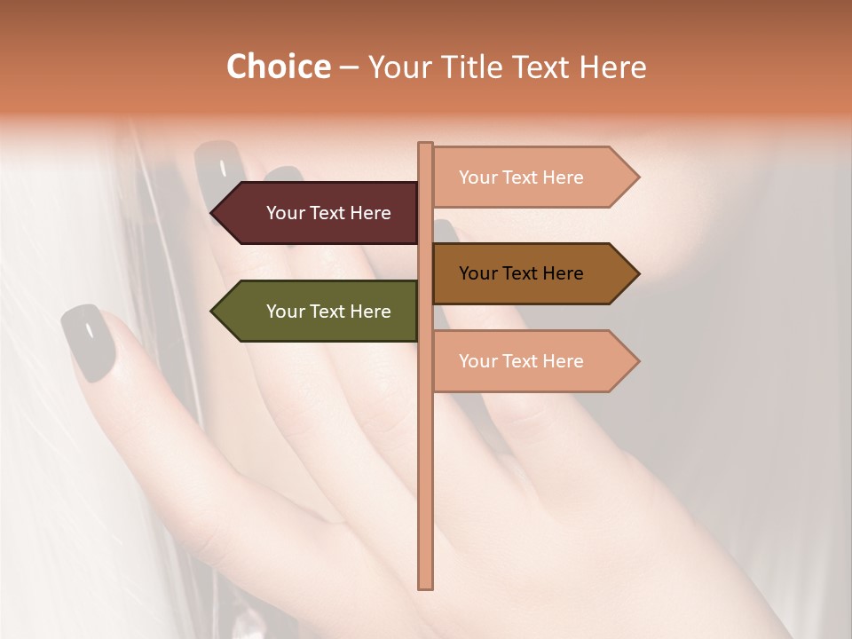 A Woman With Black Nail Polish Holding Her Hand Up To Her Face PowerPoint Template