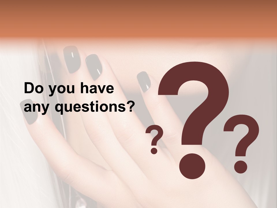 A Woman With Black Nail Polish Holding Her Hand Up To Her Face PowerPoint Template