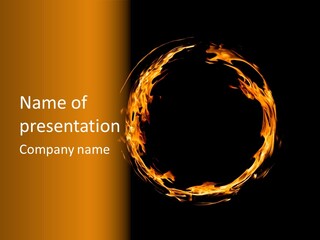 A Circle Of Fire With A Black Background PowerPoint Template