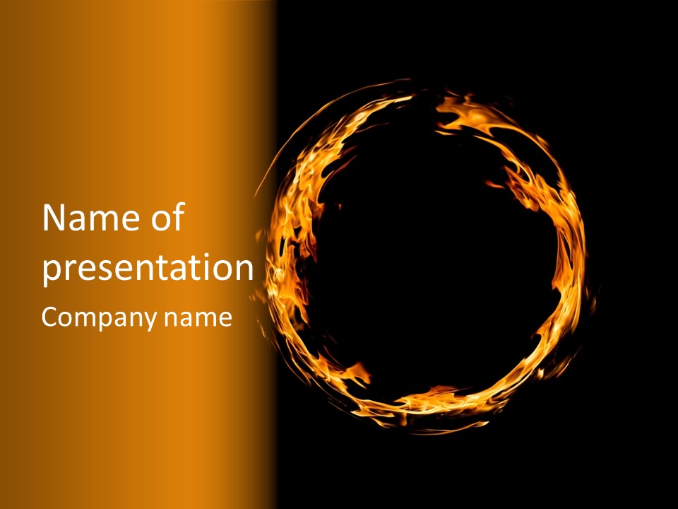 A Circle Of Fire With A Black Background PowerPoint Template
