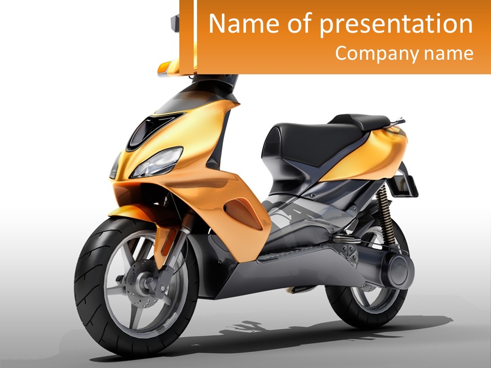A Yellow And Black Motor Scooter Is Shown PowerPoint Template