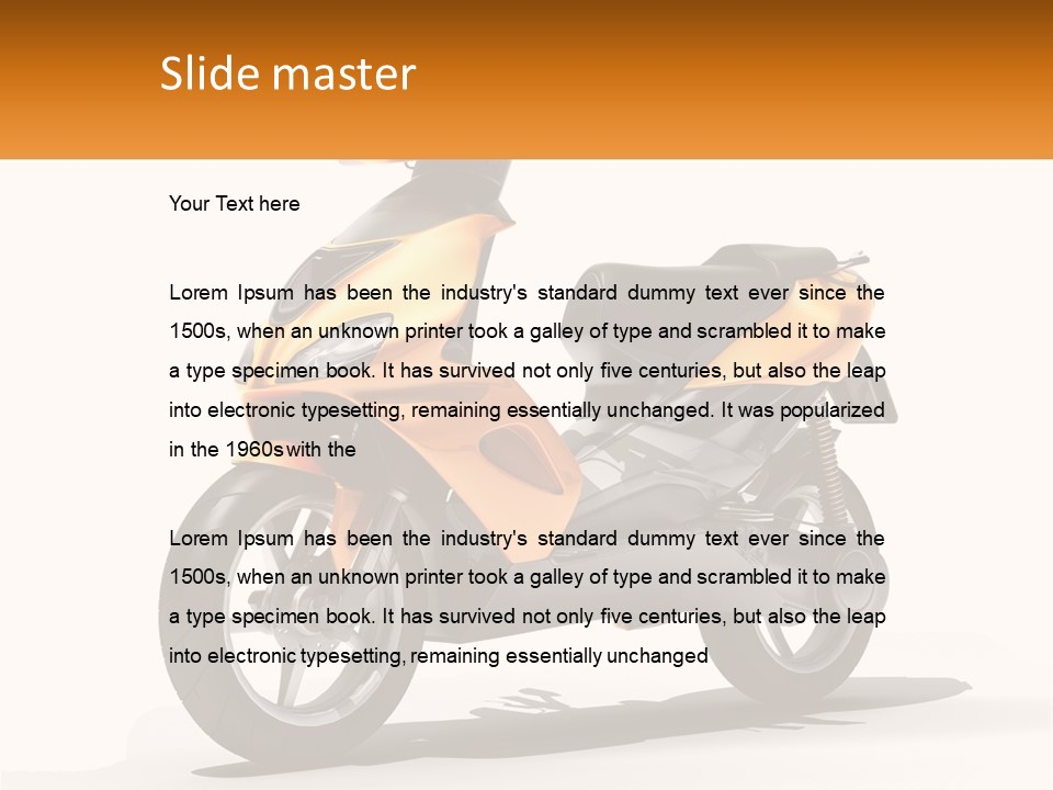 A Yellow And Black Motor Scooter Is Shown PowerPoint Template