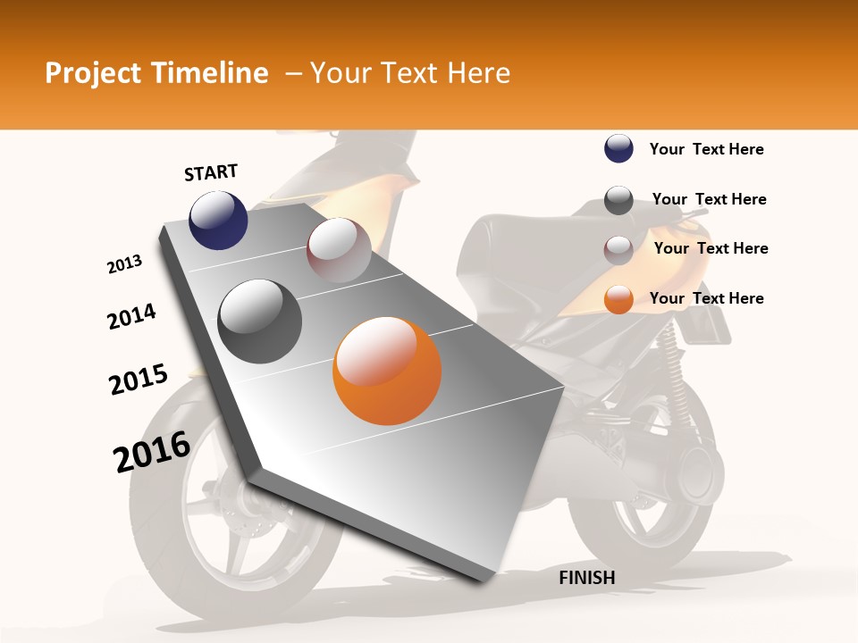 A Yellow And Black Motor Scooter Is Shown PowerPoint Template