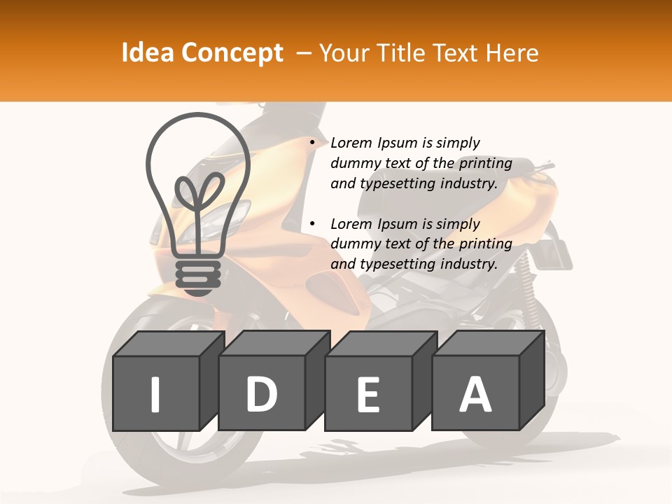 A Yellow And Black Motor Scooter Is Shown PowerPoint Template