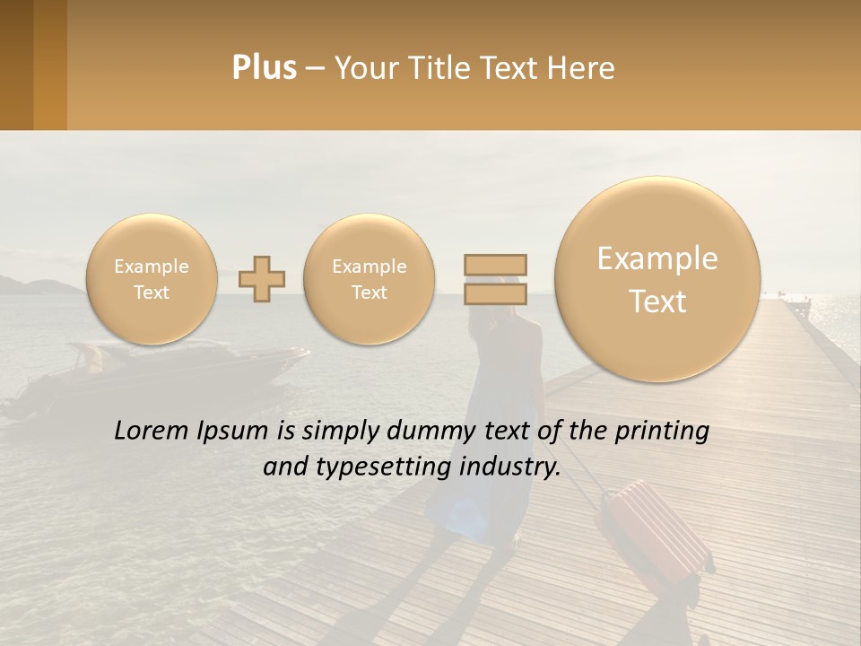 A Woman Is Standing On A Dock With A Suitcase PowerPoint Template