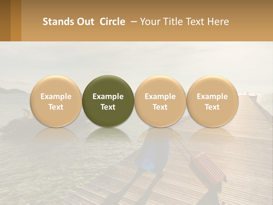 A Woman Is Standing On A Dock With A Suitcase PowerPoint Template