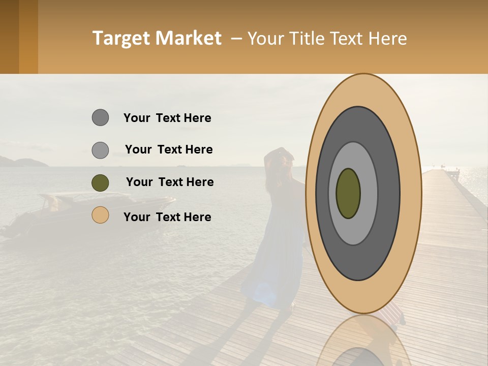 A Woman Is Standing On A Dock With A Suitcase PowerPoint Template