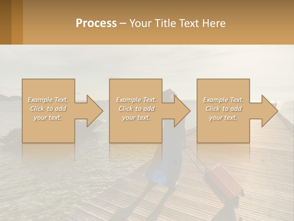 A Woman Is Standing On A Dock With A Suitcase PowerPoint Template
