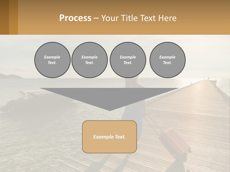 A Woman Is Standing On A Dock With A Suitcase PowerPoint Template