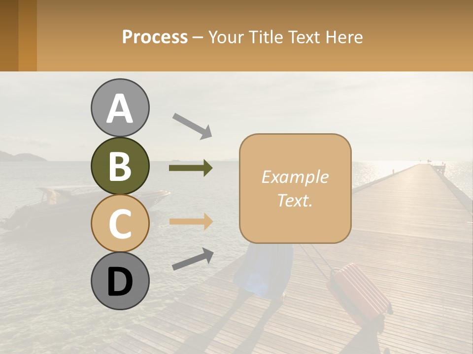 A Woman Is Standing On A Dock With A Suitcase PowerPoint Template