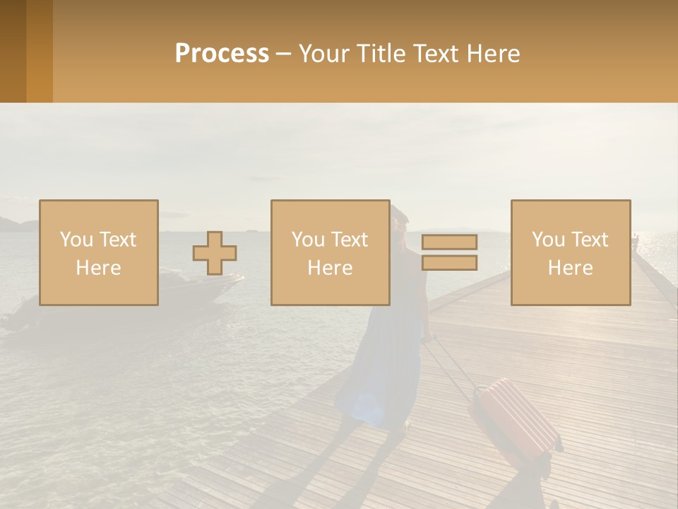 A Woman Is Standing On A Dock With A Suitcase PowerPoint Template