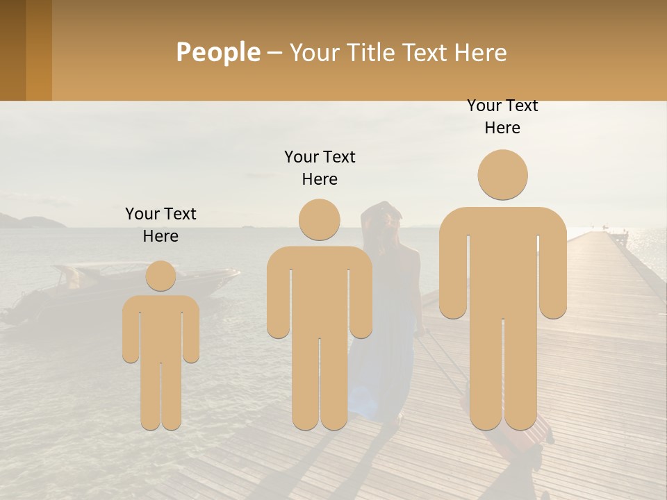 A Woman Is Standing On A Dock With A Suitcase PowerPoint Template