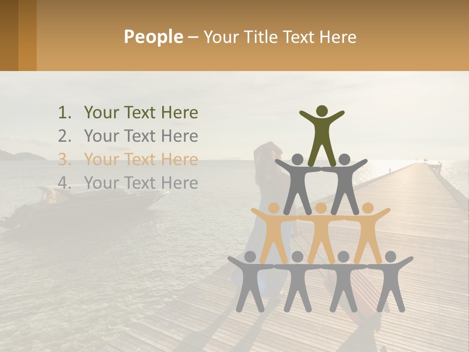 A Woman Is Standing On A Dock With A Suitcase PowerPoint Template
