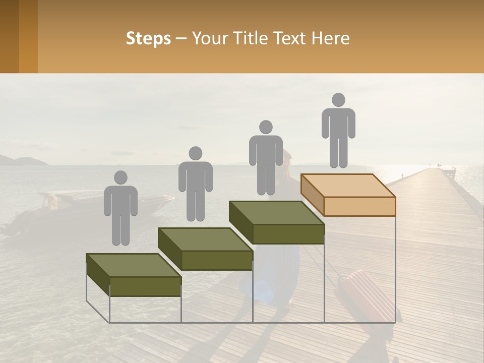 A Woman Is Standing On A Dock With A Suitcase PowerPoint Template