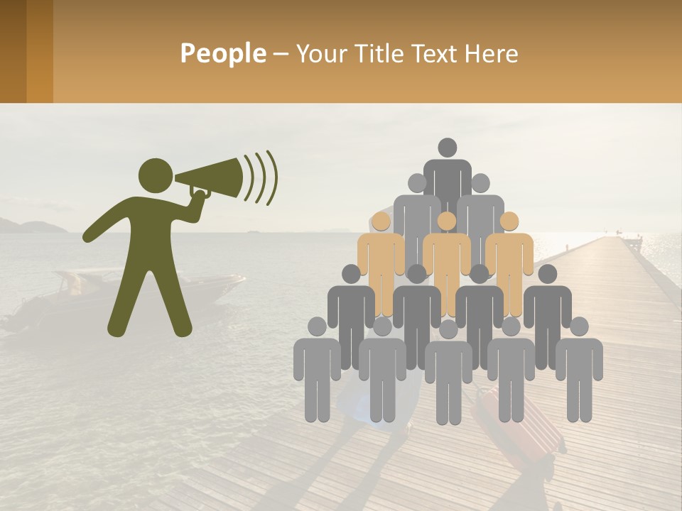 A Woman Is Standing On A Dock With A Suitcase PowerPoint Template