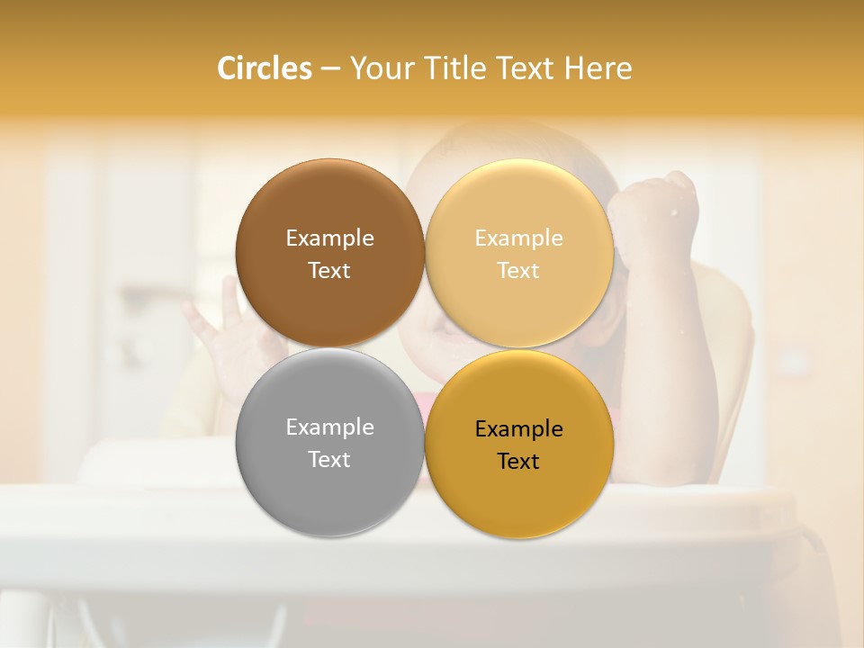 A Baby Sitting In A High Chair With A Spoon In It's Mouth PowerPoint Template