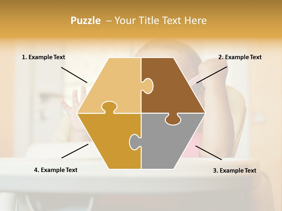 A Baby Sitting In A High Chair With A Spoon In It's Mouth PowerPoint Template