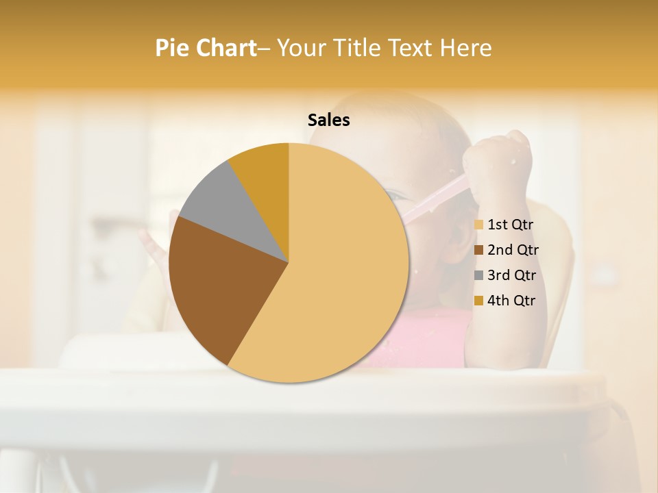 A Baby Sitting In A High Chair With A Spoon In It's Mouth PowerPoint Template