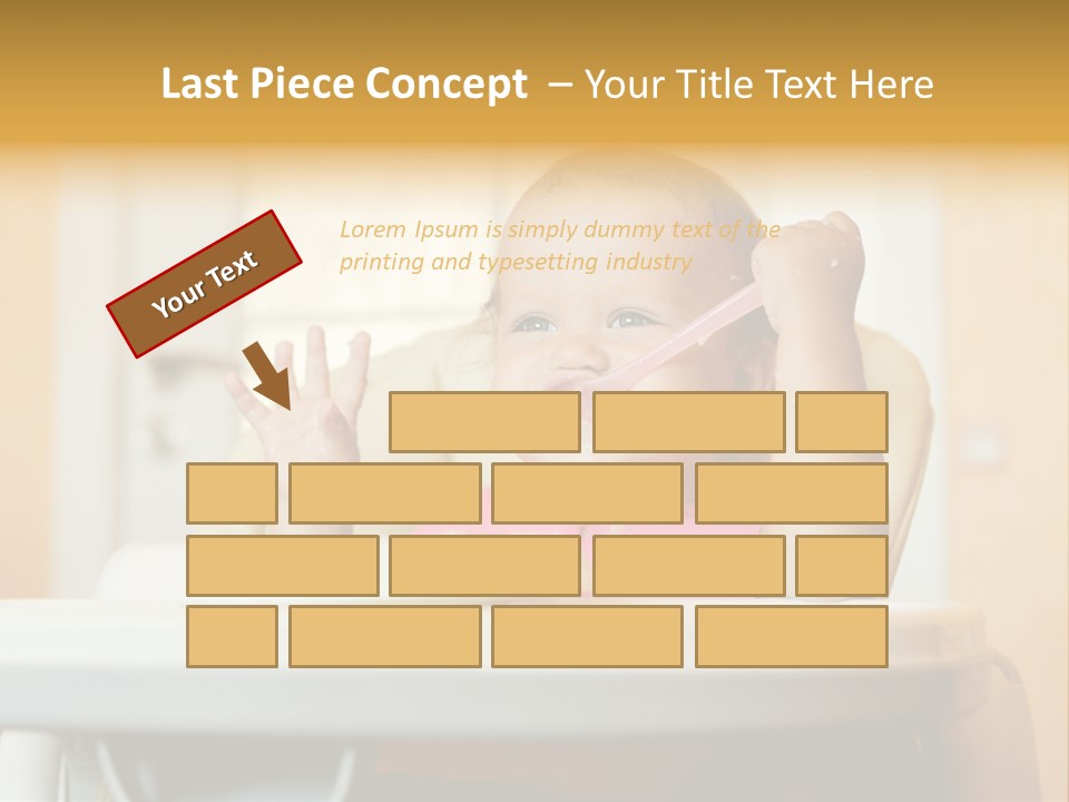 A Baby Sitting In A High Chair With A Spoon In It's Mouth PowerPoint Template