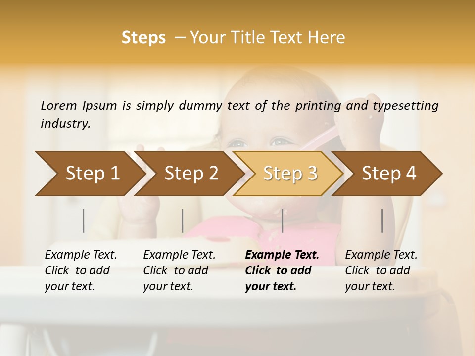 A Baby Sitting In A High Chair With A Spoon In It's Mouth PowerPoint Template