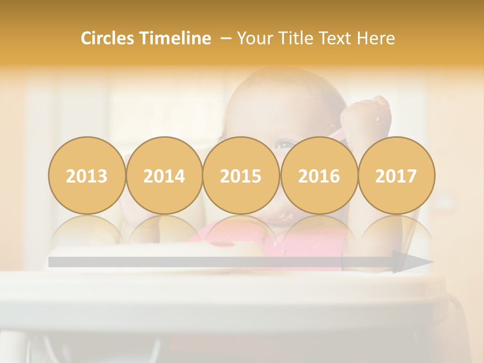 A Baby Sitting In A High Chair With A Spoon In It's Mouth PowerPoint Template