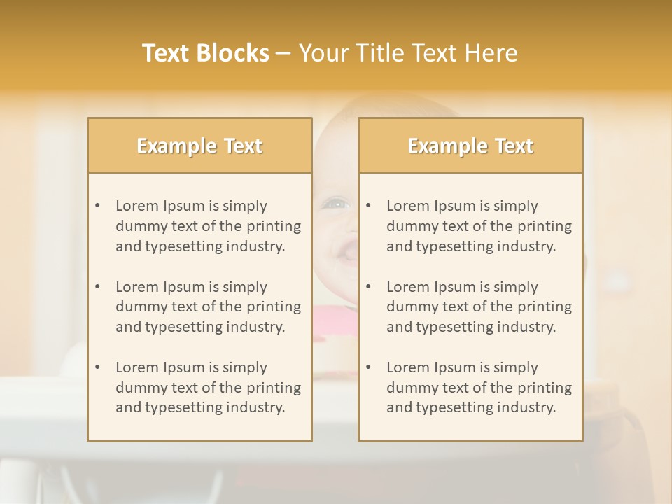 A Baby Sitting In A High Chair With A Spoon In It's Mouth PowerPoint Template