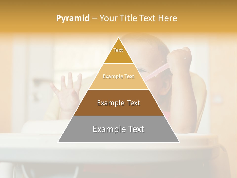 A Baby Sitting In A High Chair With A Spoon In It's Mouth PowerPoint Template