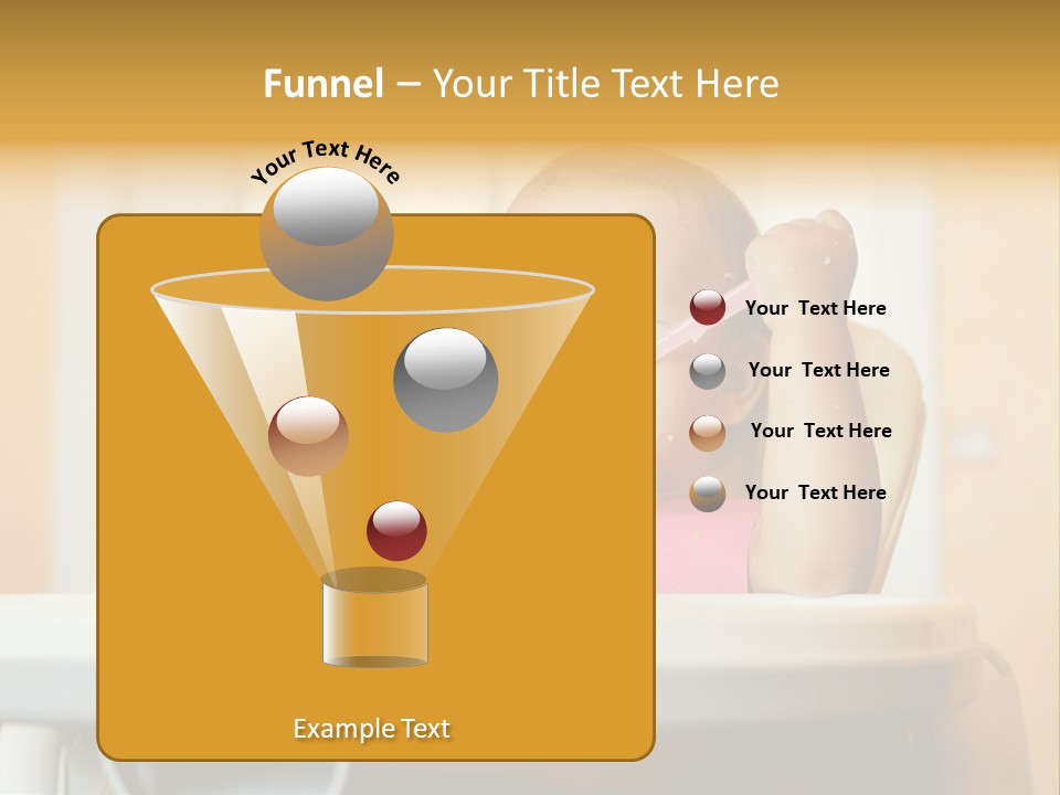 A Baby Sitting In A High Chair With A Spoon In It's Mouth PowerPoint Template