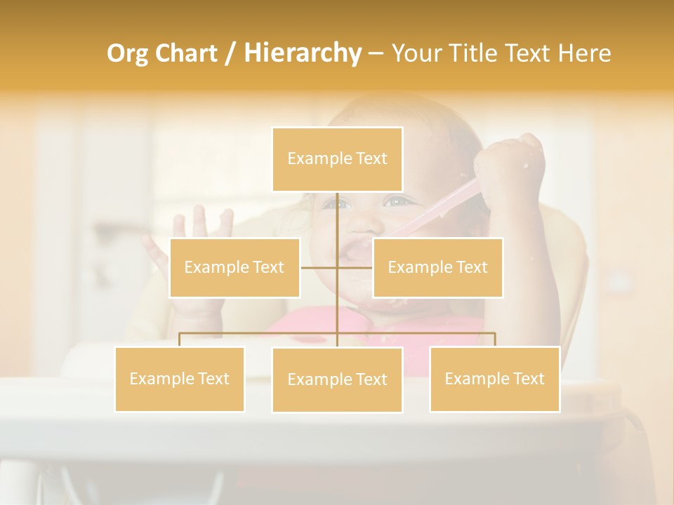 A Baby Sitting In A High Chair With A Spoon In It's Mouth PowerPoint Template