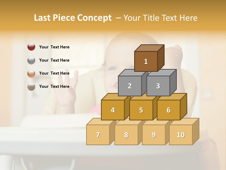 A Baby Sitting In A High Chair With A Spoon In It's Mouth PowerPoint Template