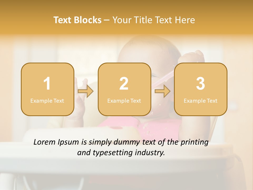 A Baby Sitting In A High Chair With A Spoon In It's Mouth PowerPoint Template