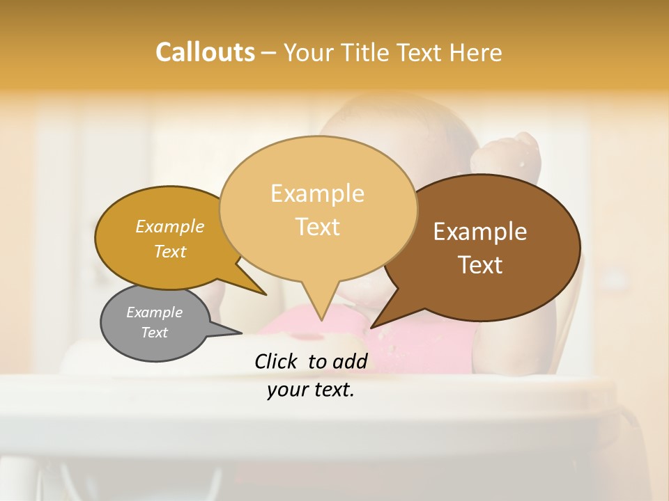 A Baby Sitting In A High Chair With A Spoon In It's Mouth PowerPoint Template