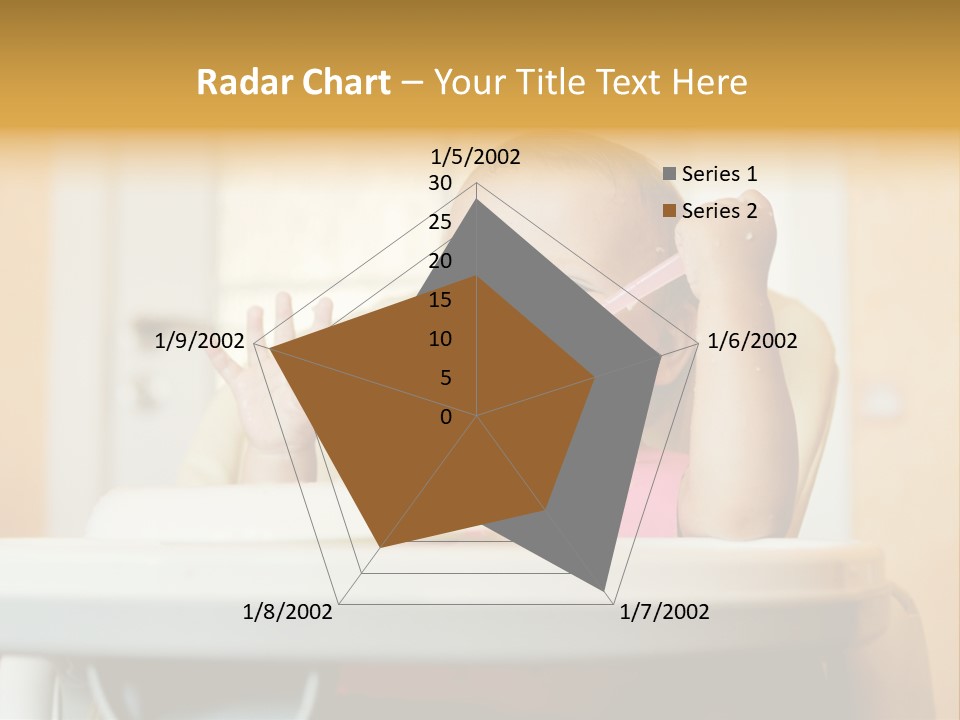 A Baby Sitting In A High Chair With A Spoon In It's Mouth PowerPoint Template