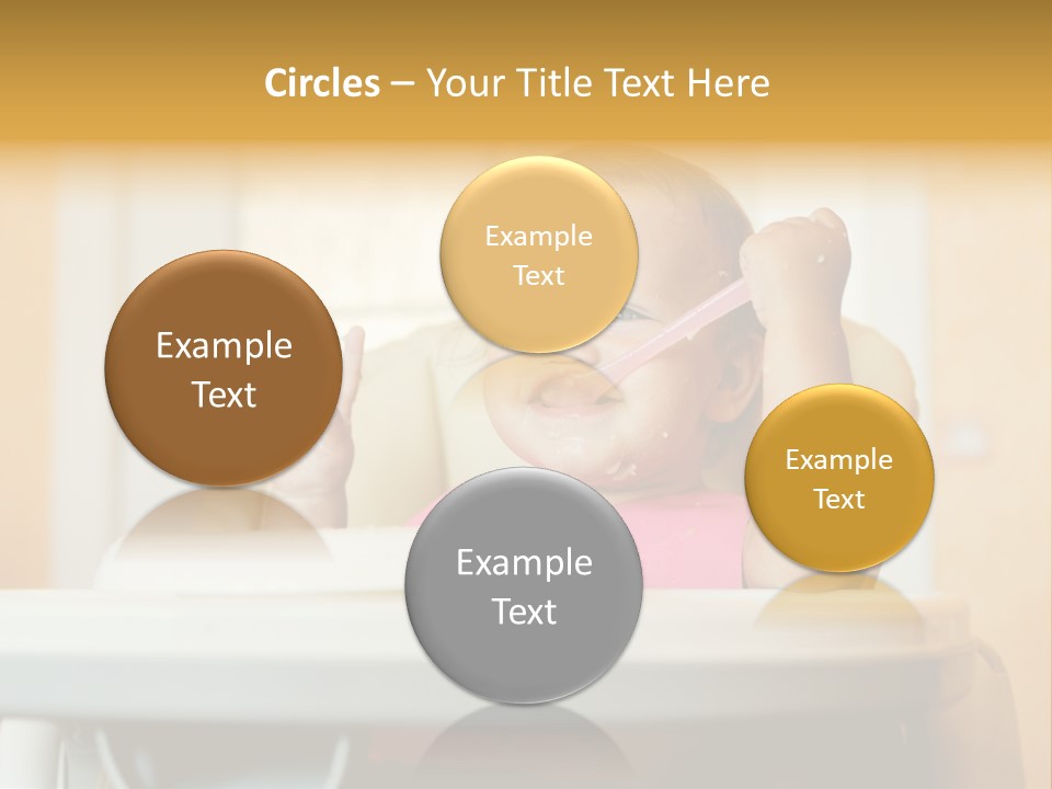 A Baby Sitting In A High Chair With A Spoon In It's Mouth PowerPoint Template