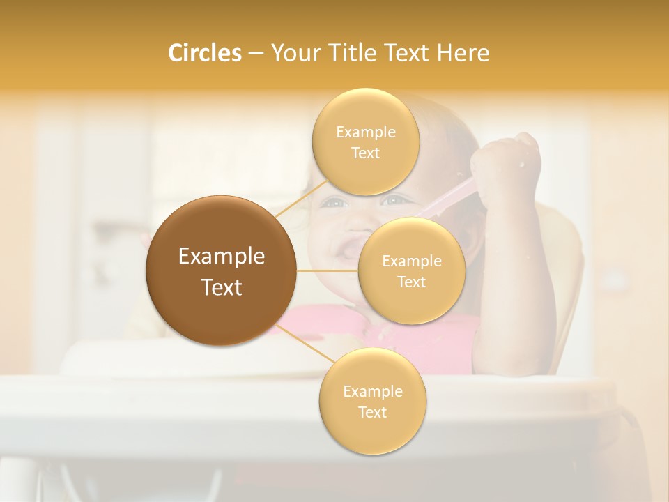 A Baby Sitting In A High Chair With A Spoon In It's Mouth PowerPoint Template