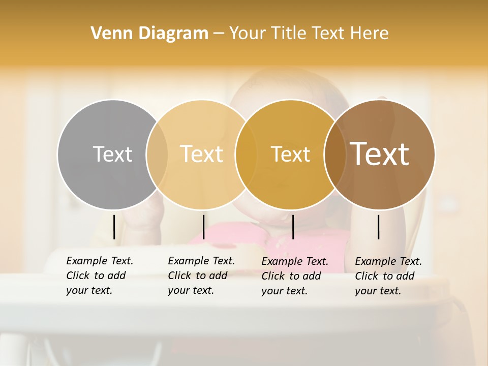 A Baby Sitting In A High Chair With A Spoon In It's Mouth PowerPoint Template