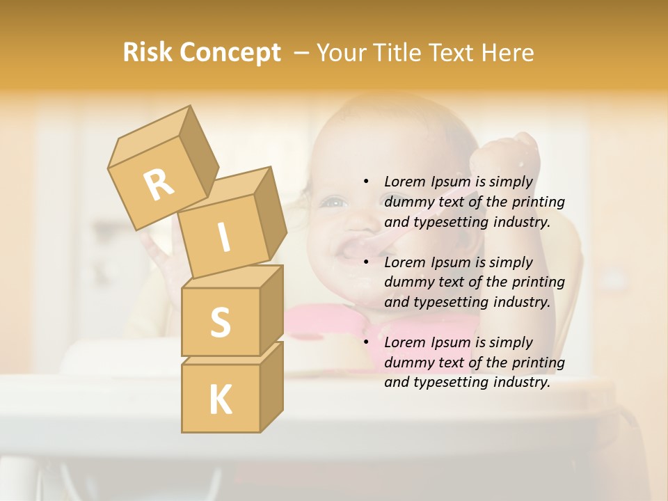 A Baby Sitting In A High Chair With A Spoon In It's Mouth PowerPoint Template