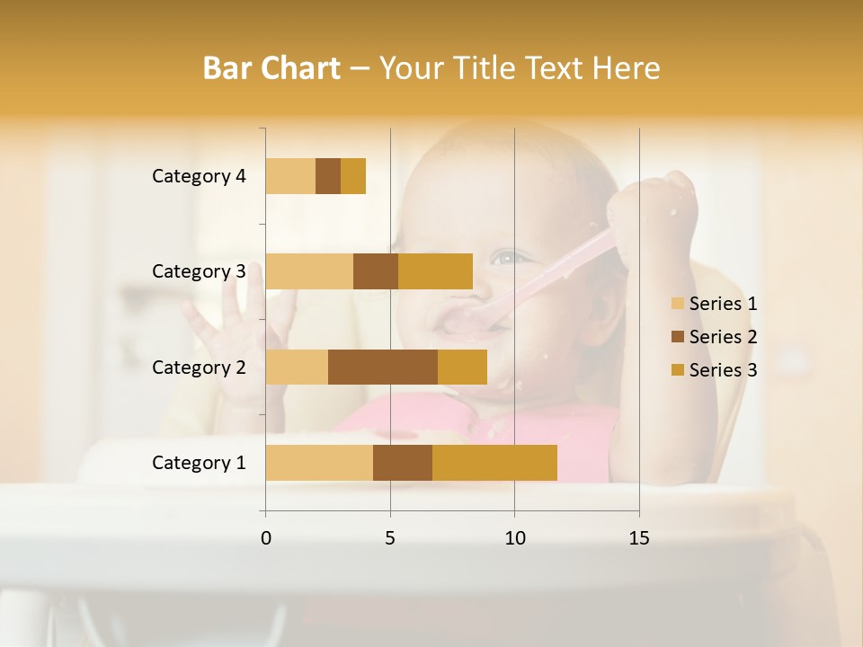 A Baby Sitting In A High Chair With A Spoon In It's Mouth PowerPoint Template