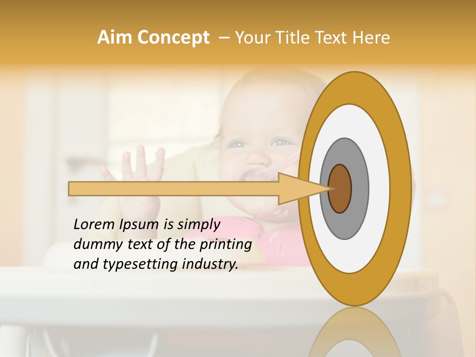 A Baby Sitting In A High Chair With A Spoon In It's Mouth PowerPoint Template