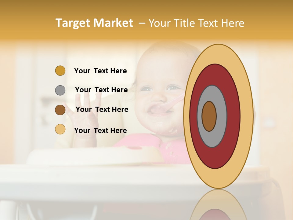 A Baby Sitting In A High Chair With A Spoon In It's Mouth PowerPoint Template