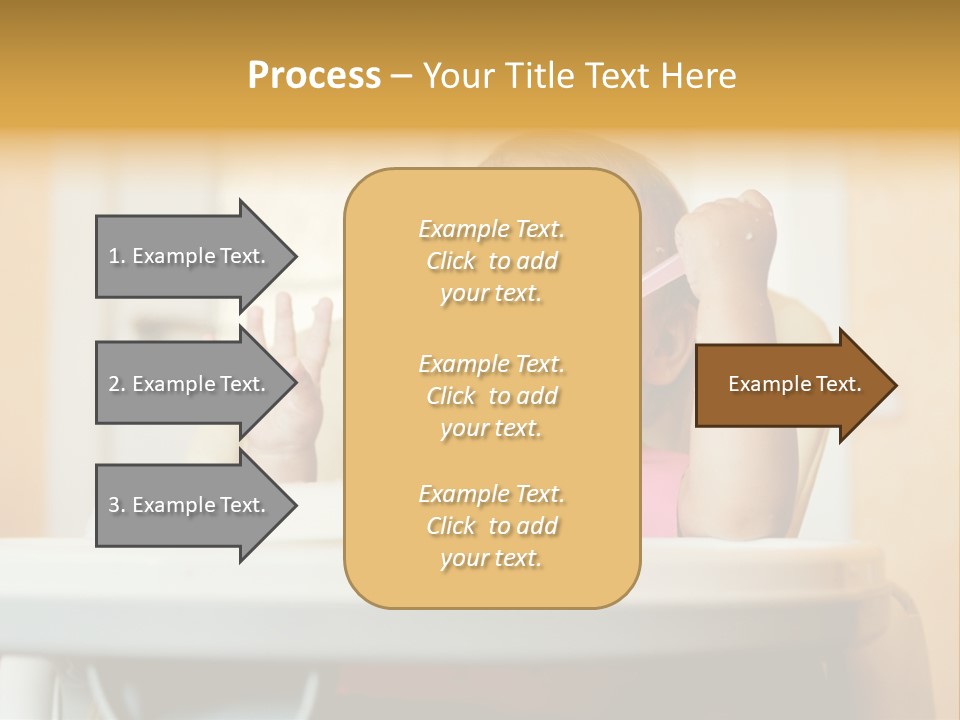 A Baby Sitting In A High Chair With A Spoon In It's Mouth PowerPoint Template