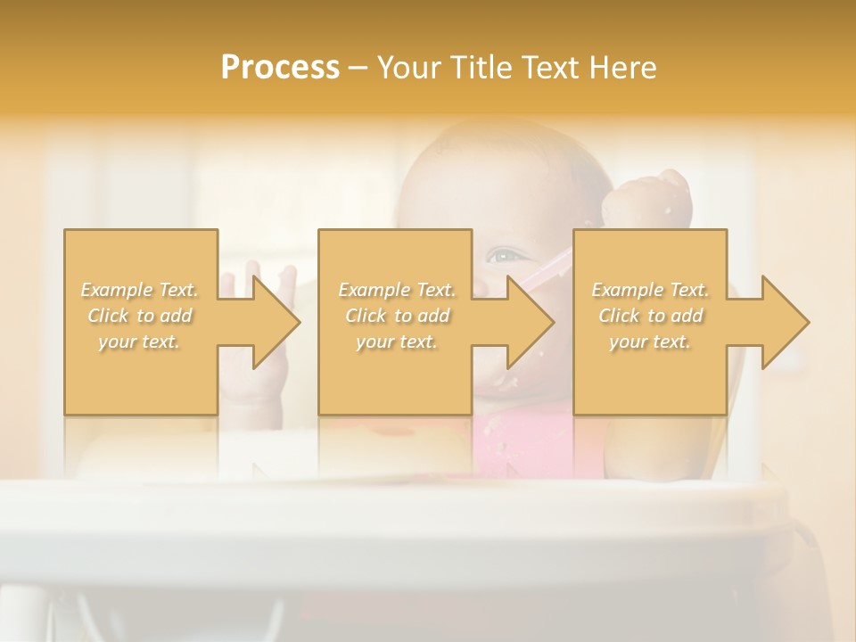 A Baby Sitting In A High Chair With A Spoon In It's Mouth PowerPoint Template