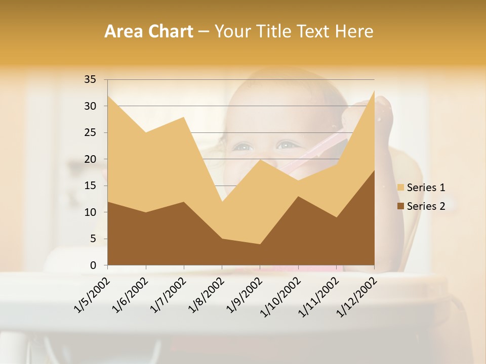 A Baby Sitting In A High Chair With A Spoon In It's Mouth PowerPoint Template