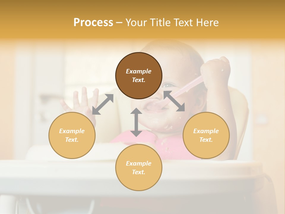 A Baby Sitting In A High Chair With A Spoon In It's Mouth PowerPoint Template