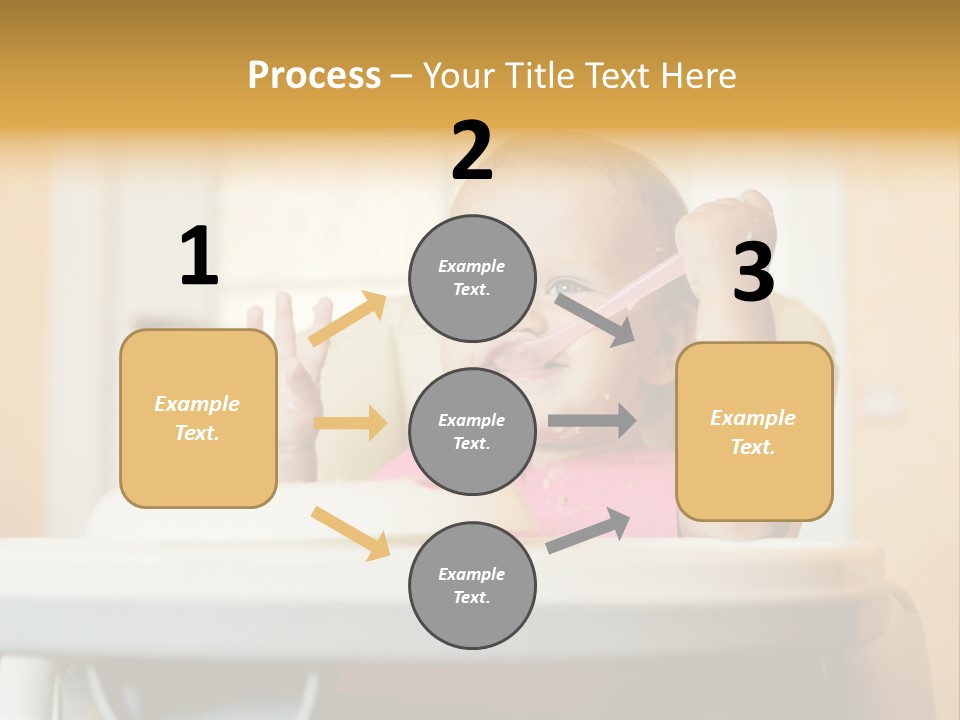 A Baby Sitting In A High Chair With A Spoon In It's Mouth PowerPoint Template