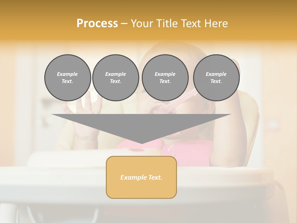 A Baby Sitting In A High Chair With A Spoon In It's Mouth PowerPoint Template