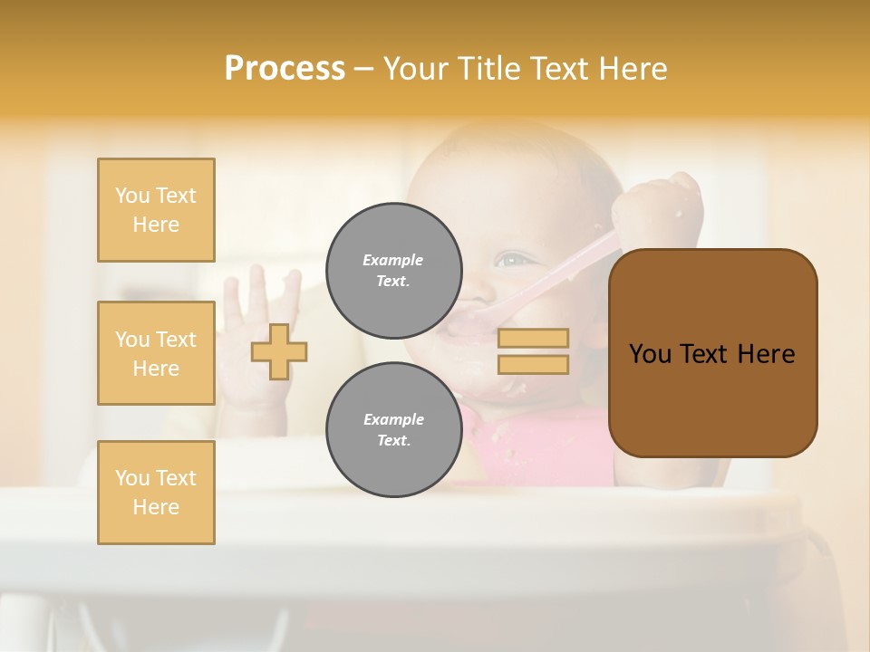 A Baby Sitting In A High Chair With A Spoon In It's Mouth PowerPoint Template